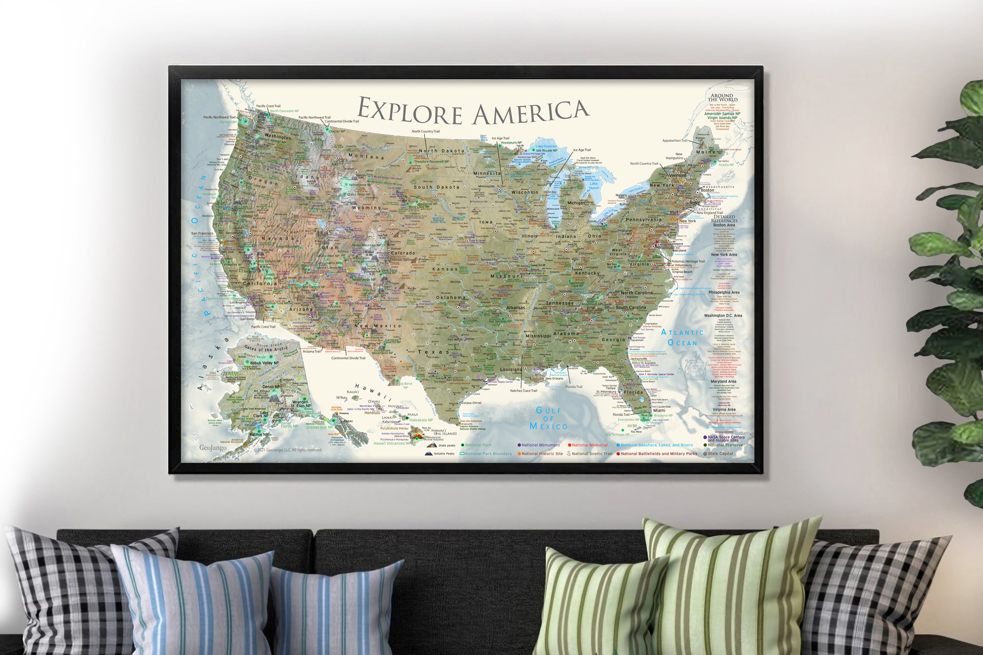 modern USA topography map