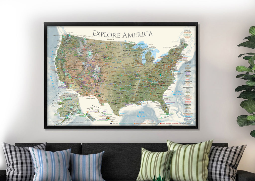 modern USA topography map
