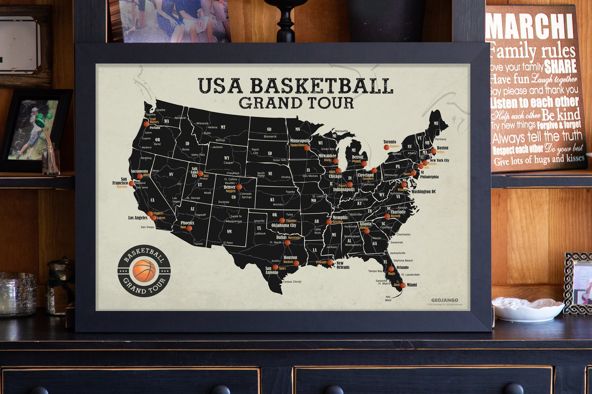 NBA Team Map, Basketball Arena Map – GeoJango Maps