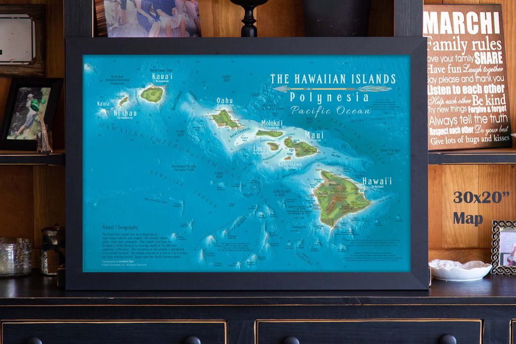 hawaiian islands map with names