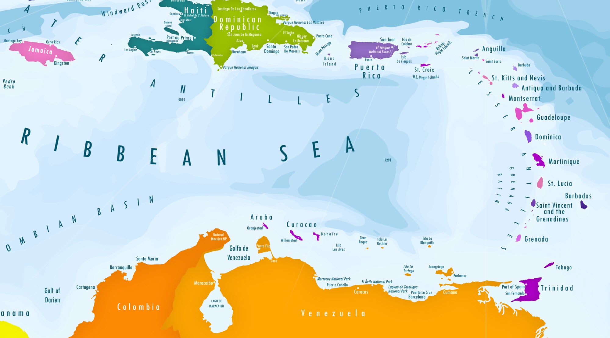 greater and lesser antilles map