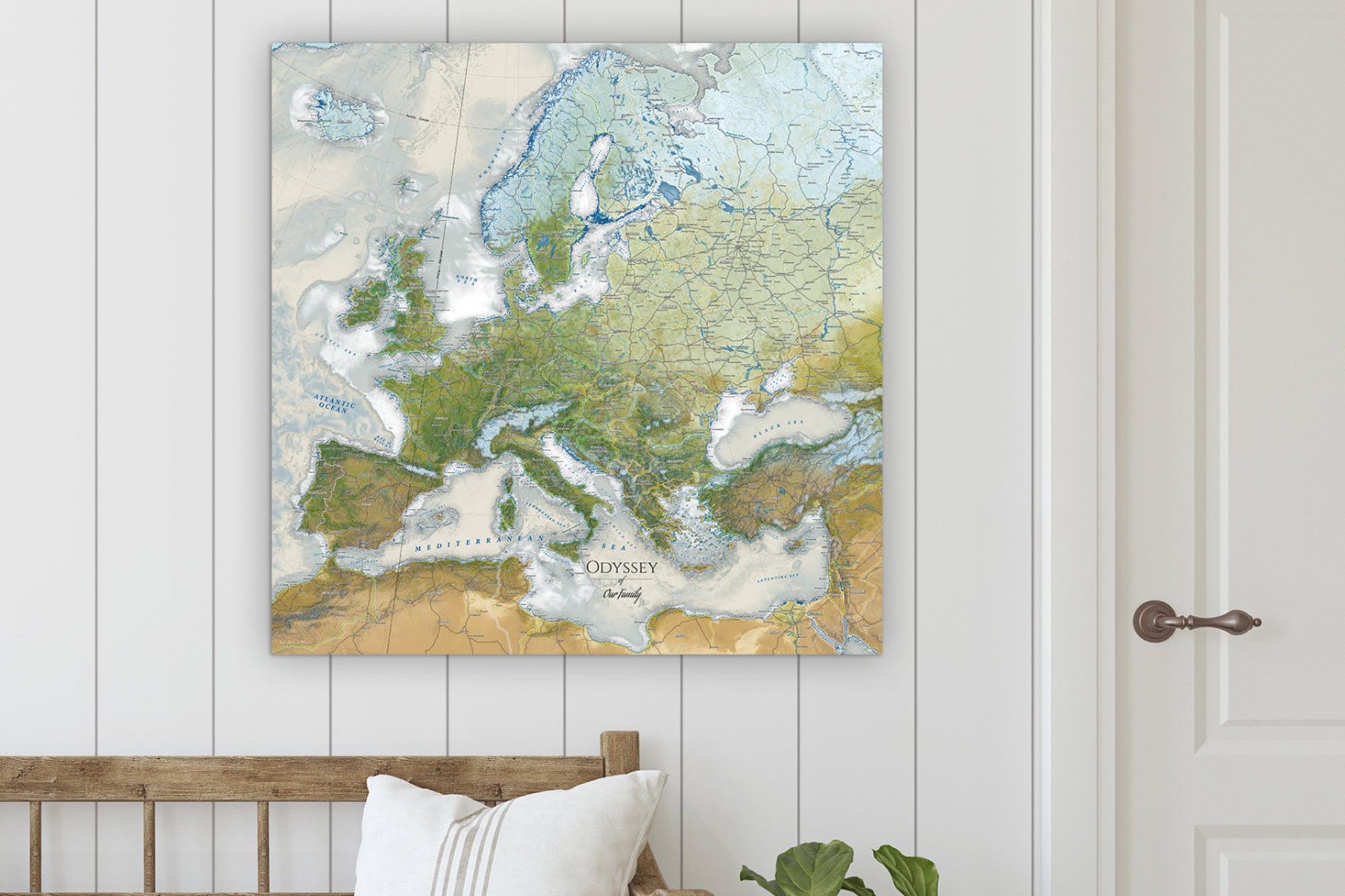 Detailed Europe map canvas wrap