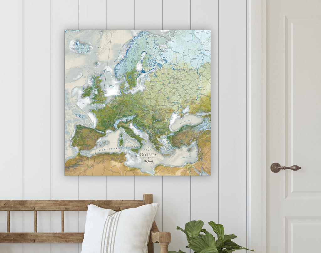 Detailed Europe map canvas wrap