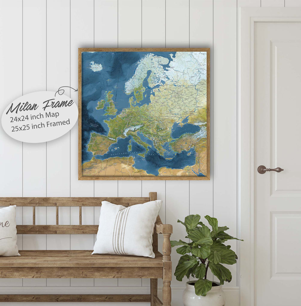 Europe map wall art framed