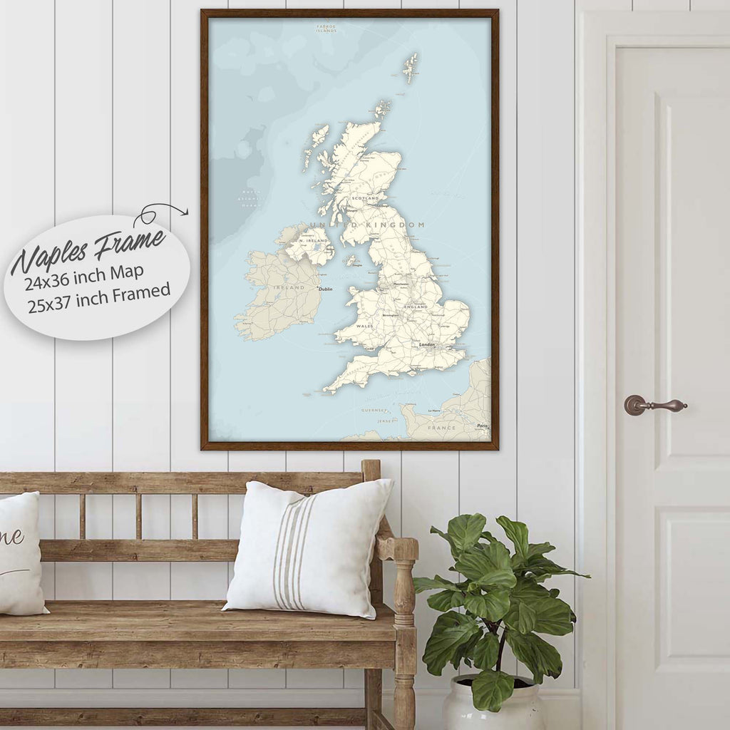 Framed Map of United Kingdom Pinnable