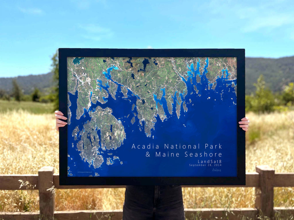 framed Acadia National park map