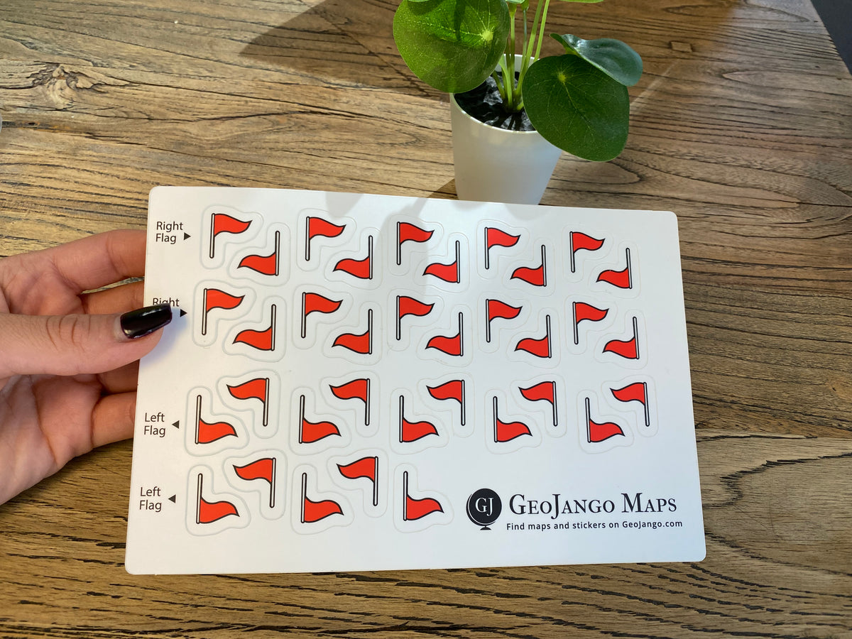 Red Location Sticker Red Flag Stickers to mark locations – GeoJango Maps