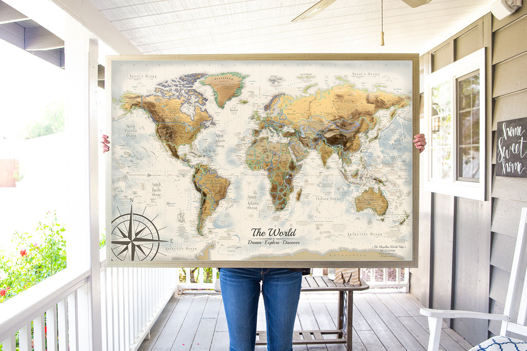 giant antique world map for wall decor and pinning your travels