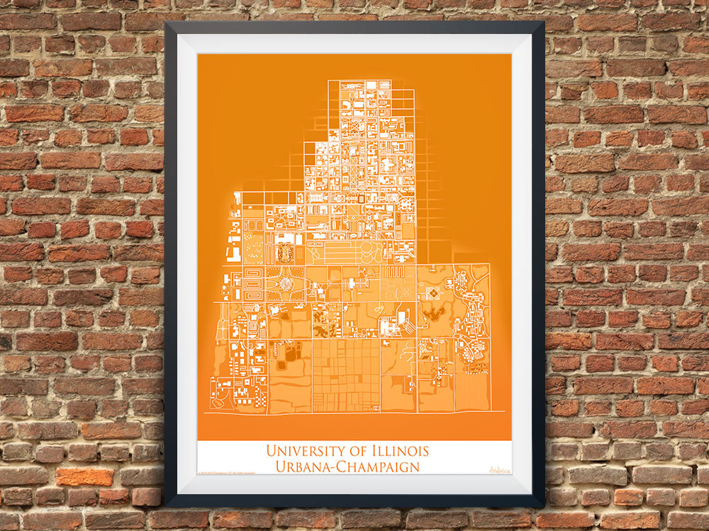 University of Illinois Campus Map | UIUC College Map Art – GeoJango Maps