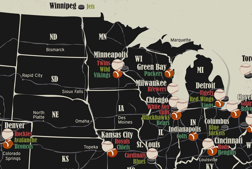 major league sports map