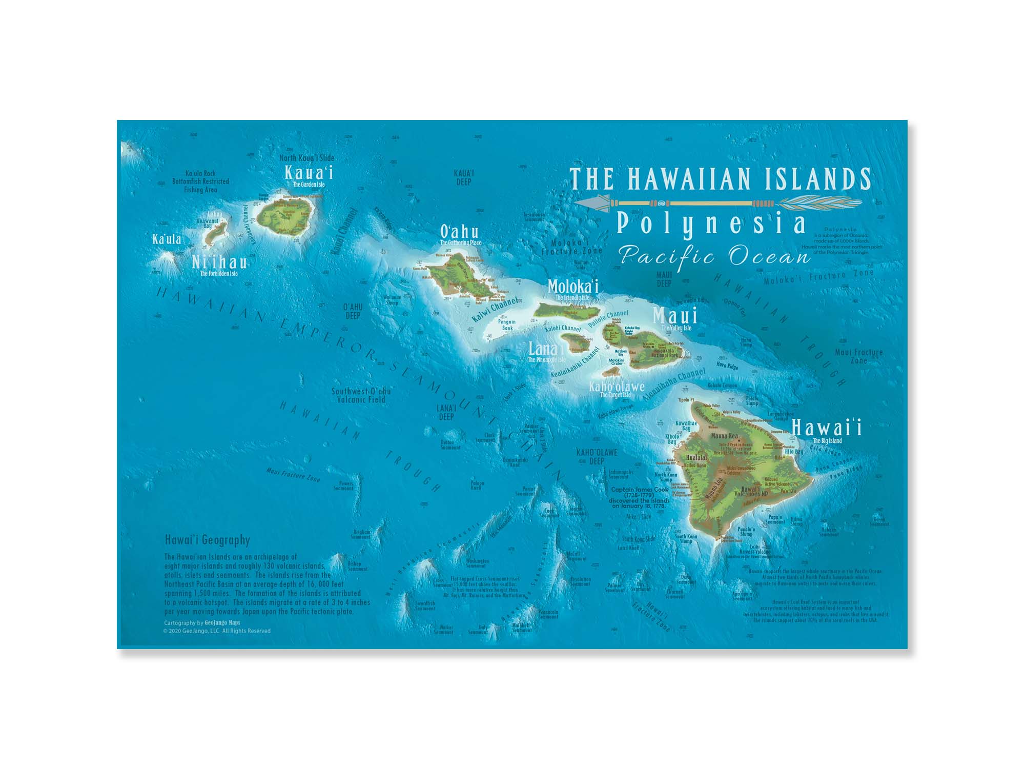 Hawaii Dive Map Poster