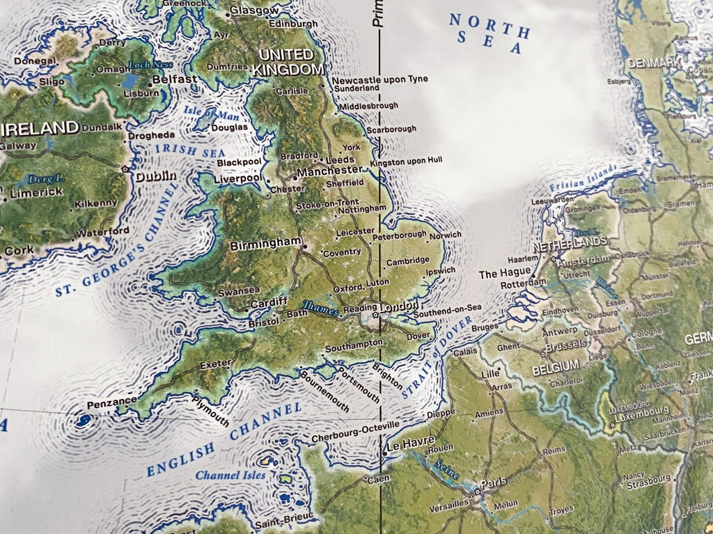 Europe coastline wall map