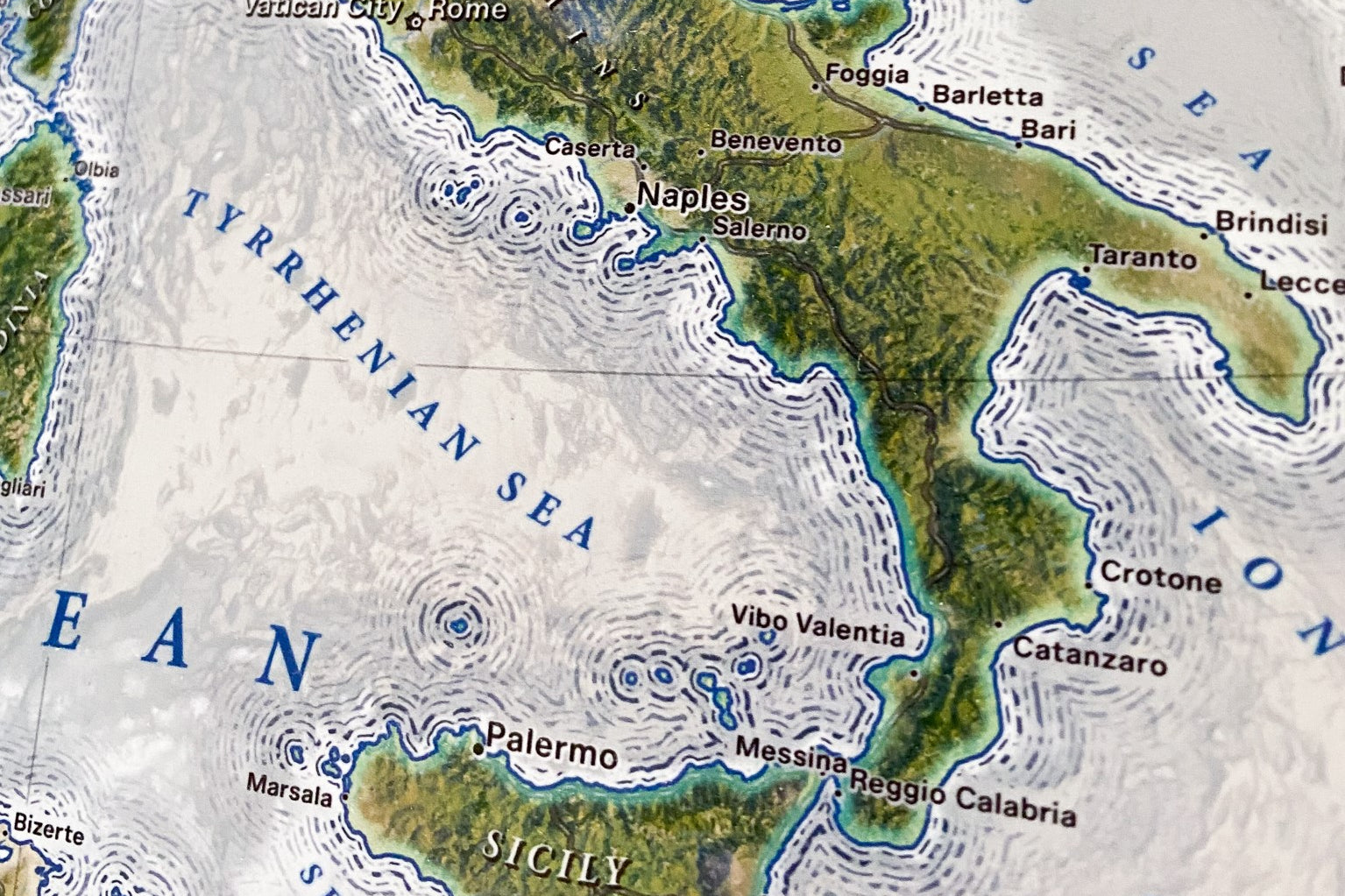 Tyrrhenian sea map