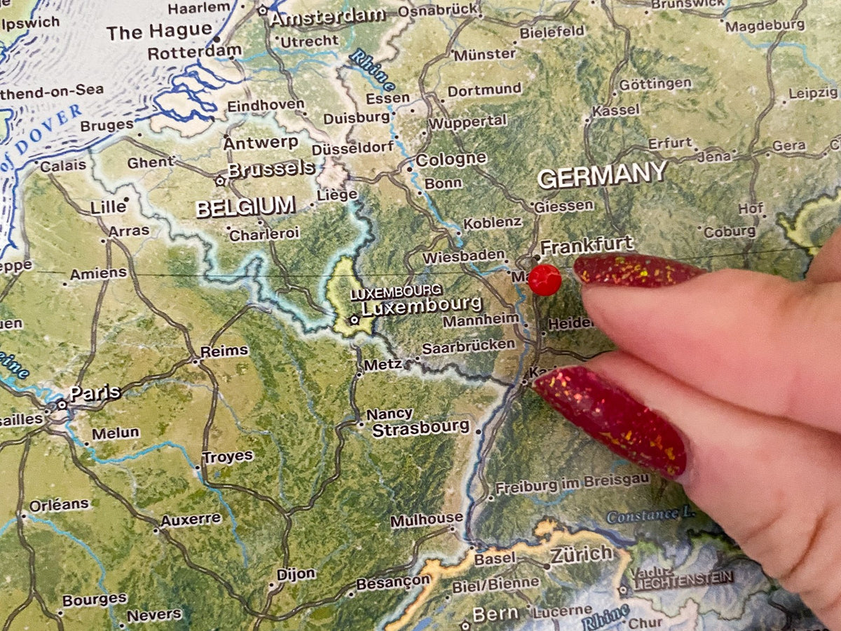 Modern Europe Map - Nautilus Travel Map Art with Pins – GeoJango Maps