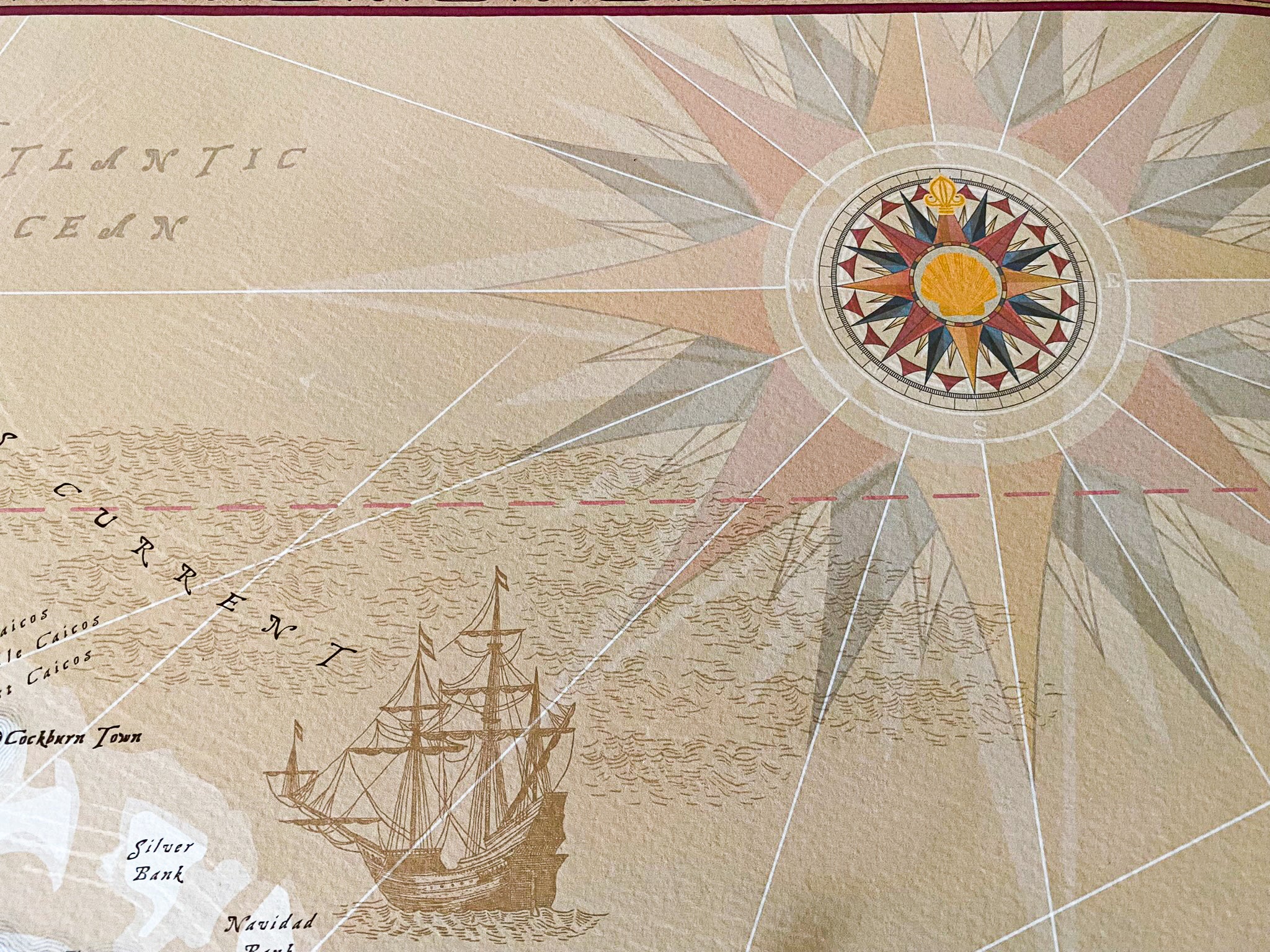 Vintage Caribbean Map - Push Pin Travel Map - Nautical Wall Art