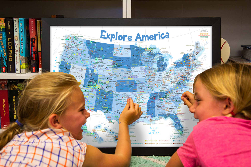 blue usa map for kids