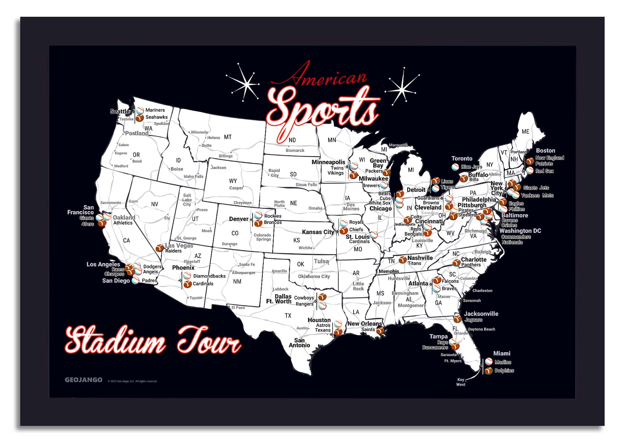 popular sports for united states map