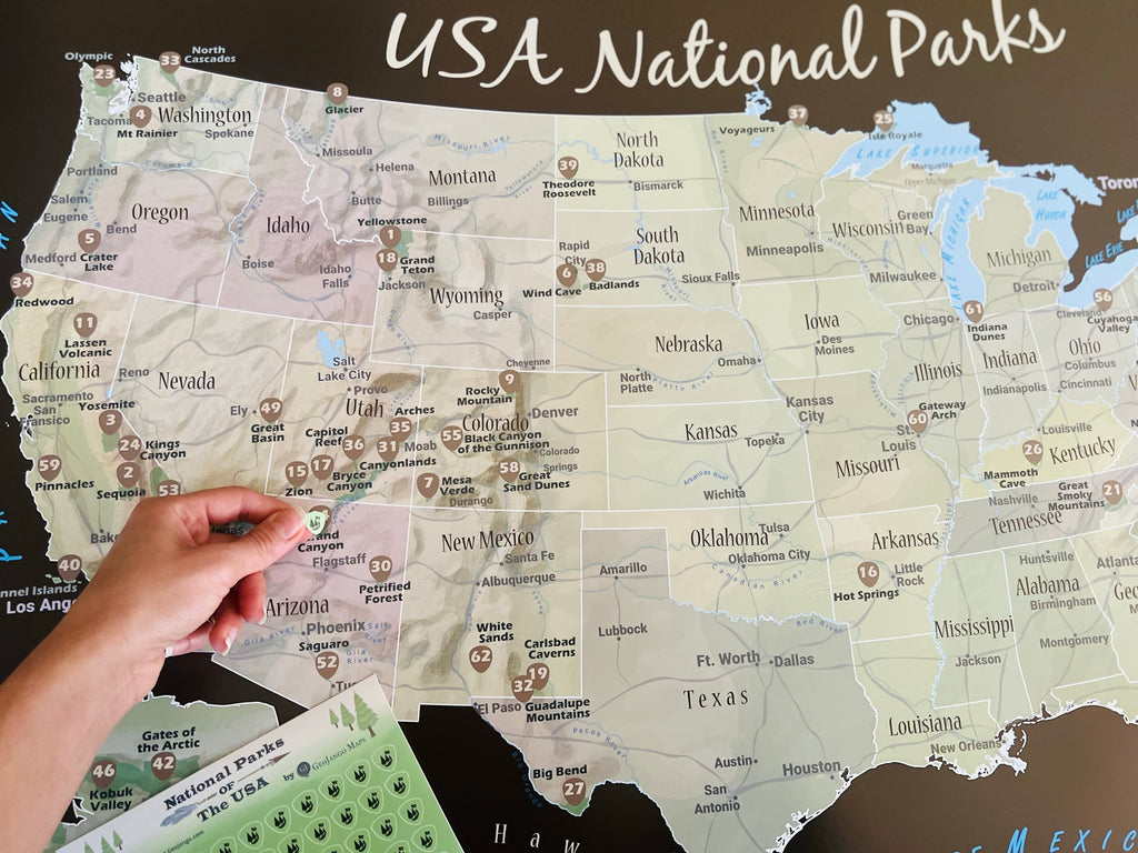 63 National Parks Sticker Map