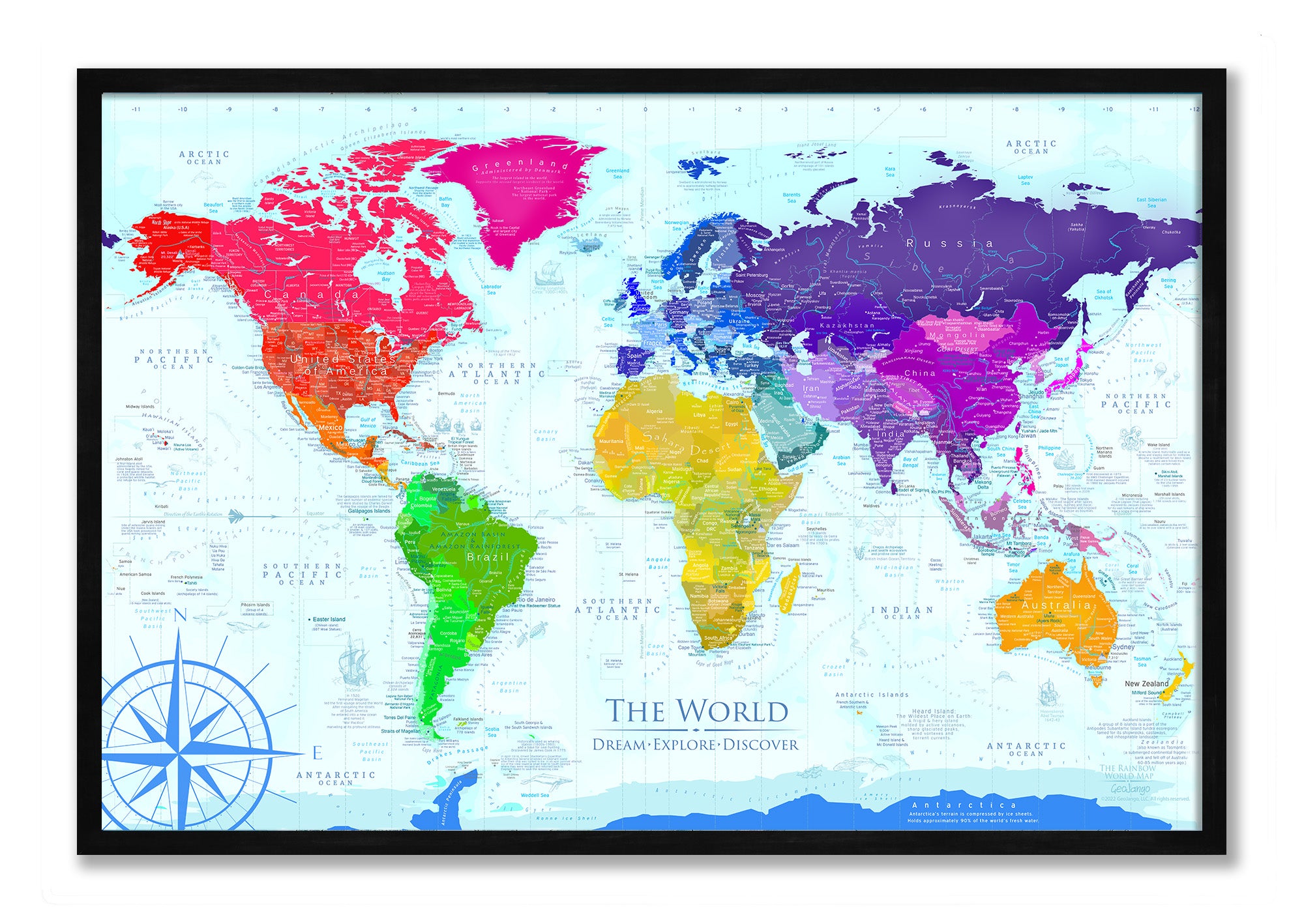 Colorful Map Of The World For Kids