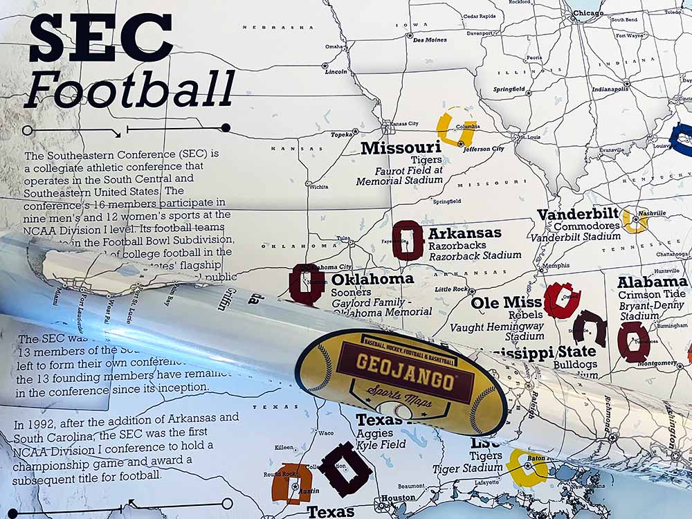 Sec Map SEC College Football Stadium Map – GeoJango Maps