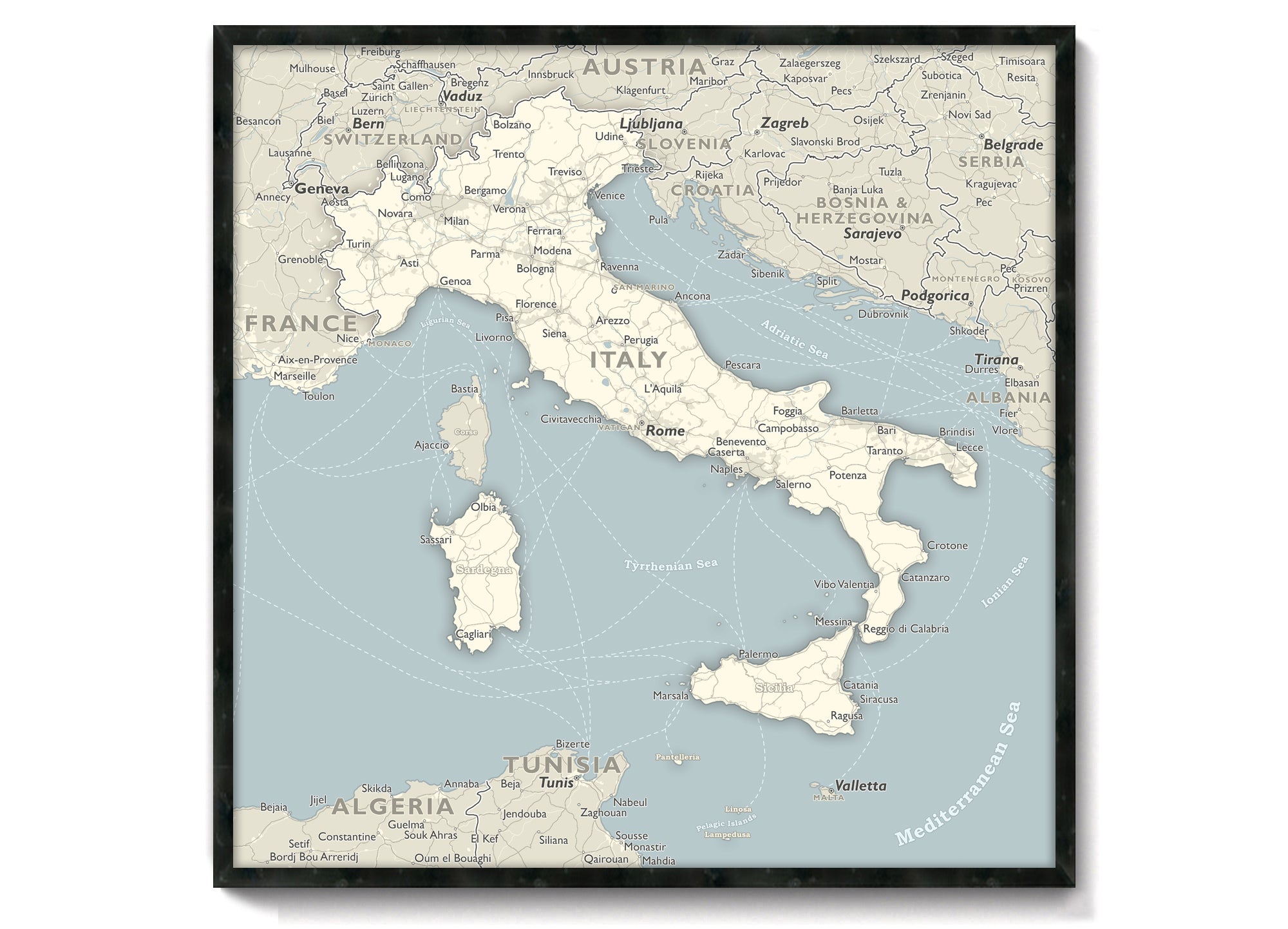 Professional Italian Map Wall Map of Italy Framed Push Pin or Poster – GeoJango Maps