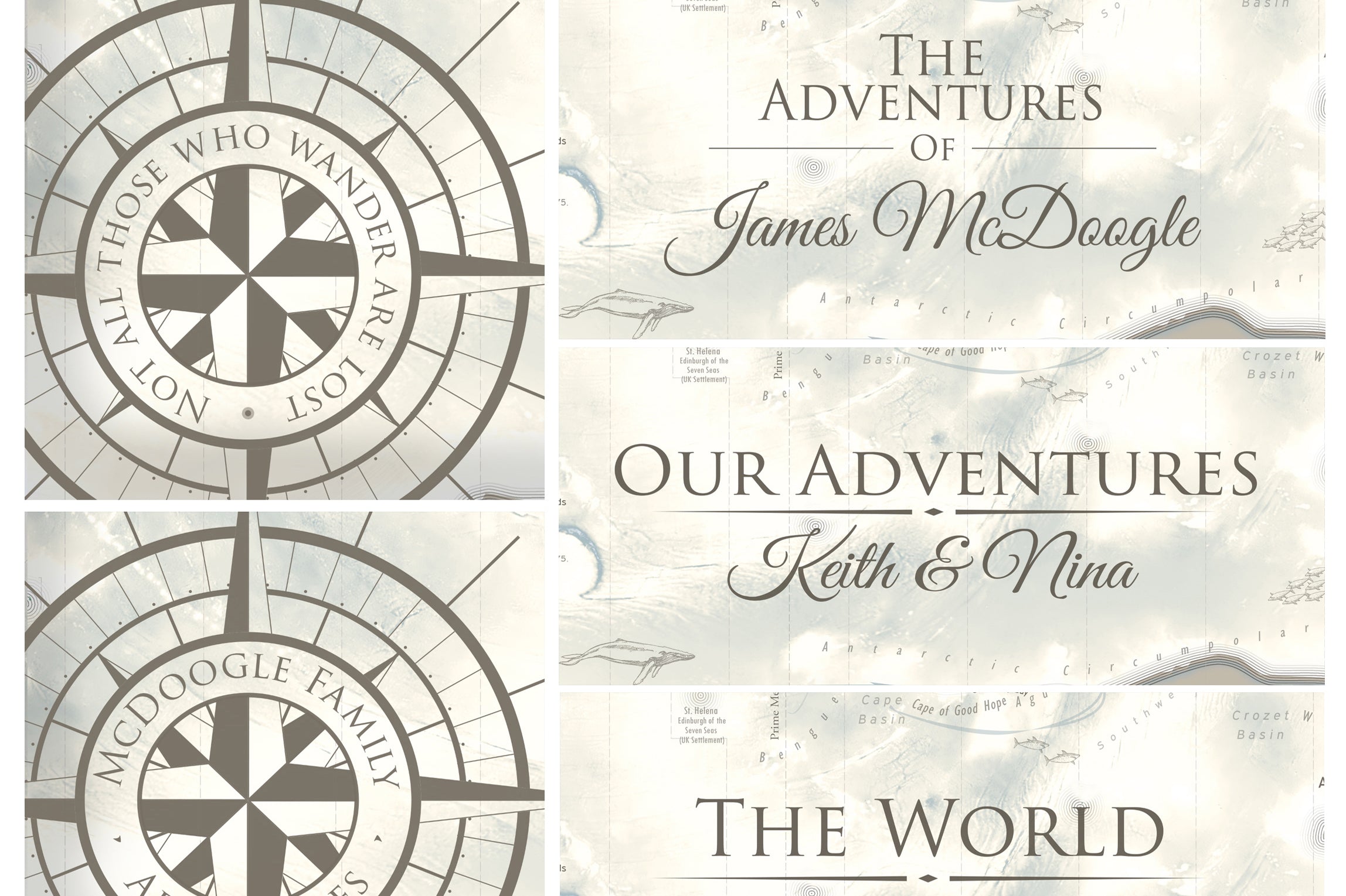 Custom options for personalizing your world map pin board - legend, titles, and compass