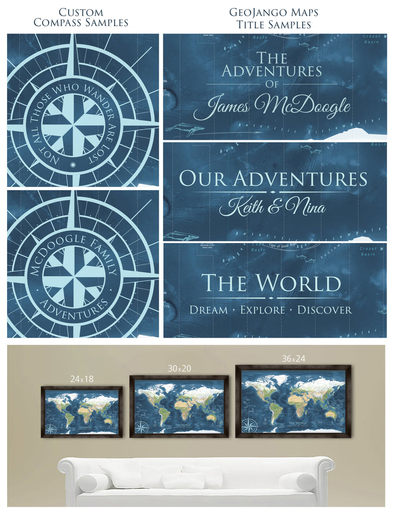 world map sizes on wall