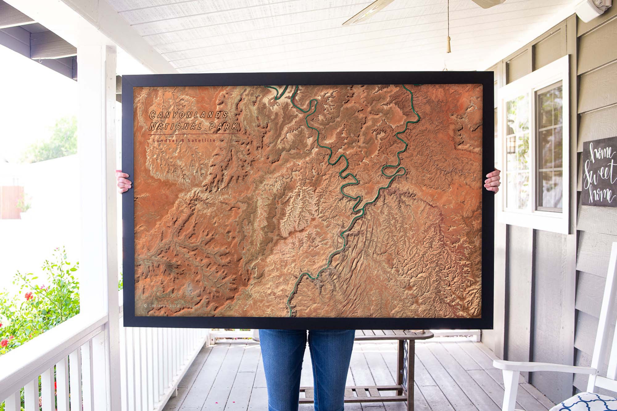 Framed satellite map