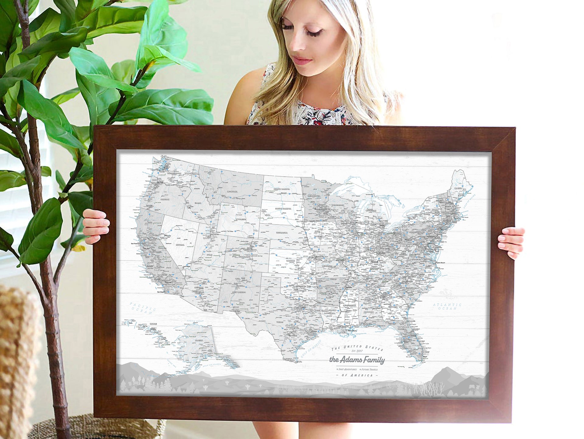 US Travel Map With Pins - States and Detailed Cities – GeoJango Maps