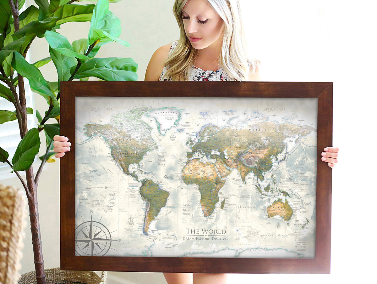 Personalized World Traveler Push Pin Map - Odyssey – GeoJango Maps