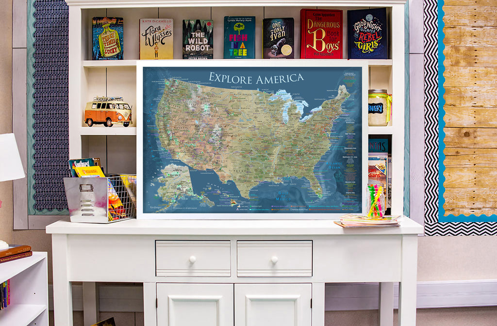 USA Map for Classroom Education