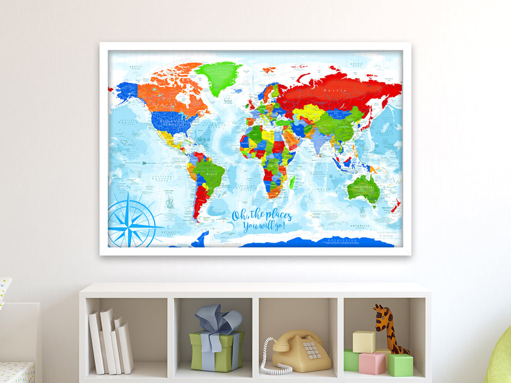 kids room with world map