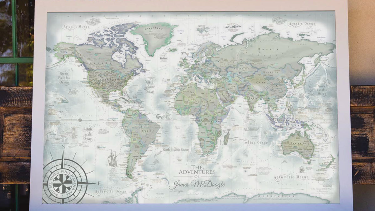 Darwin Explorer's World Map With Pins - Personalized Travel Map ...