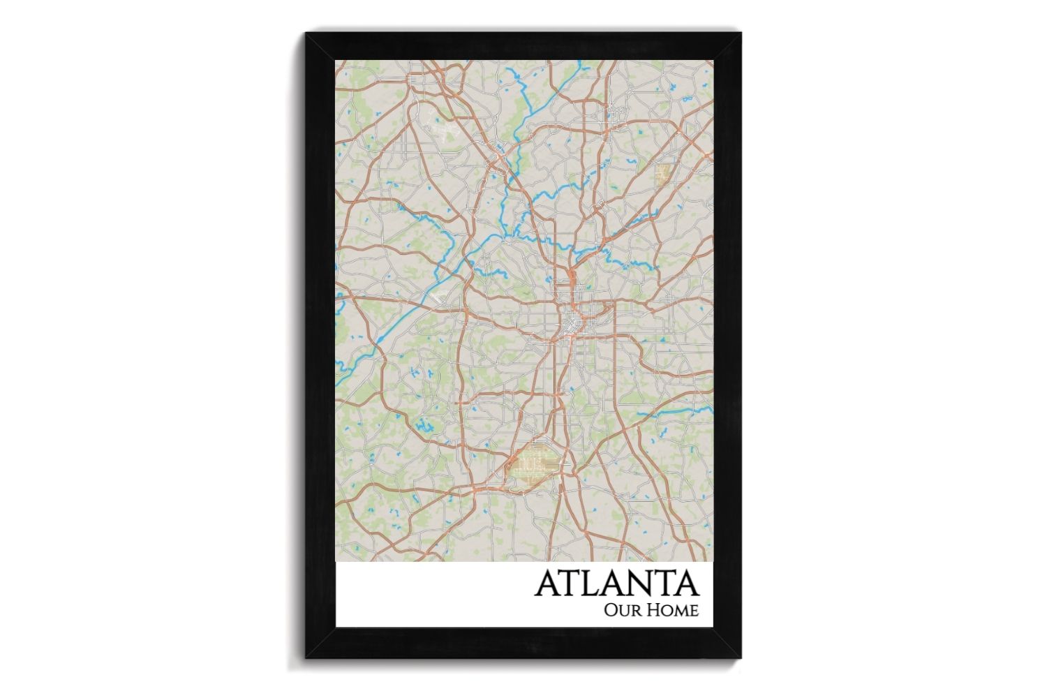 Atlanta Georgia City Streets Pin Map Wall Art – GeoJango Maps