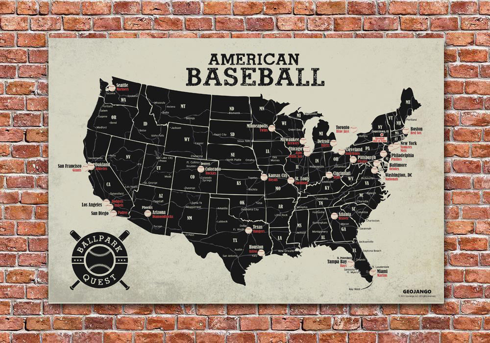 baseball map poster