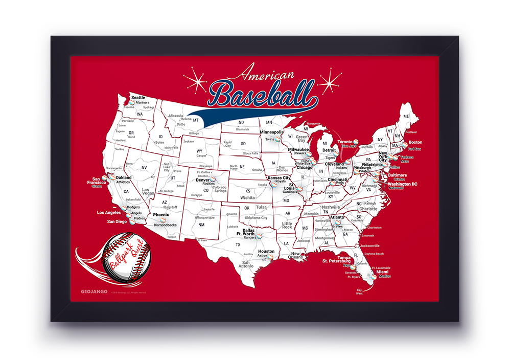 Baseball Stadium Map - Framed - LA Angels – GeoJango Maps