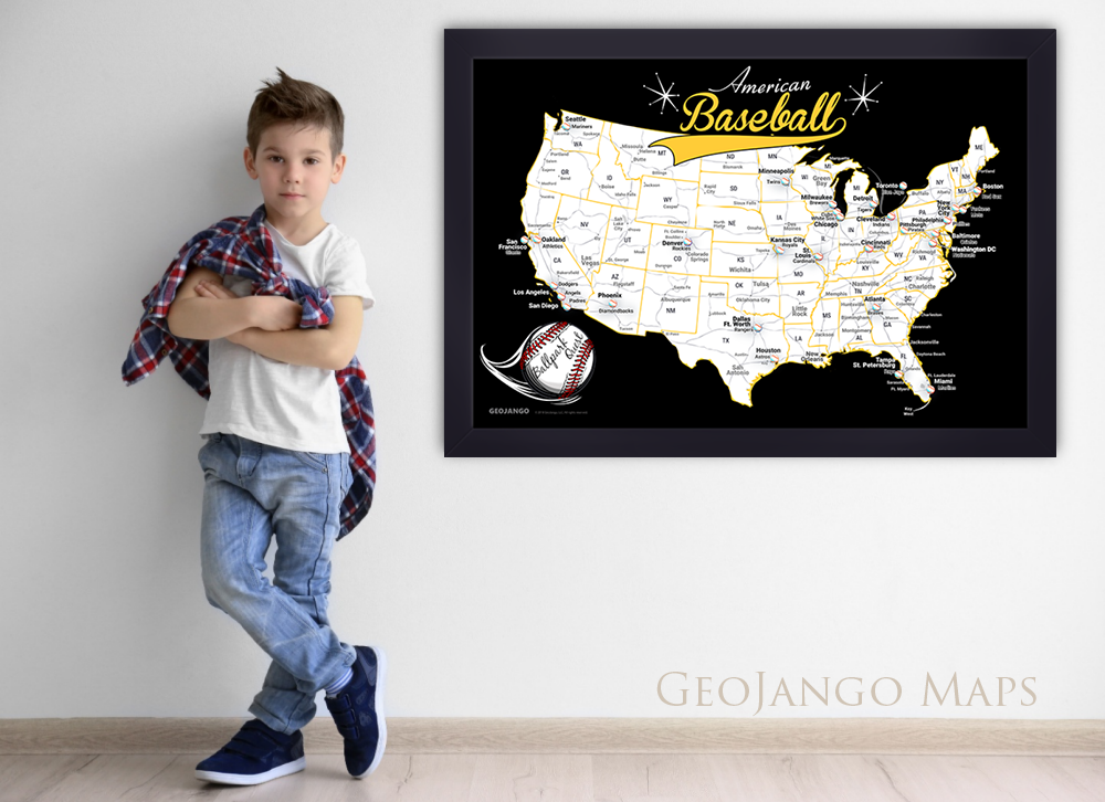 Framed Baseball Map