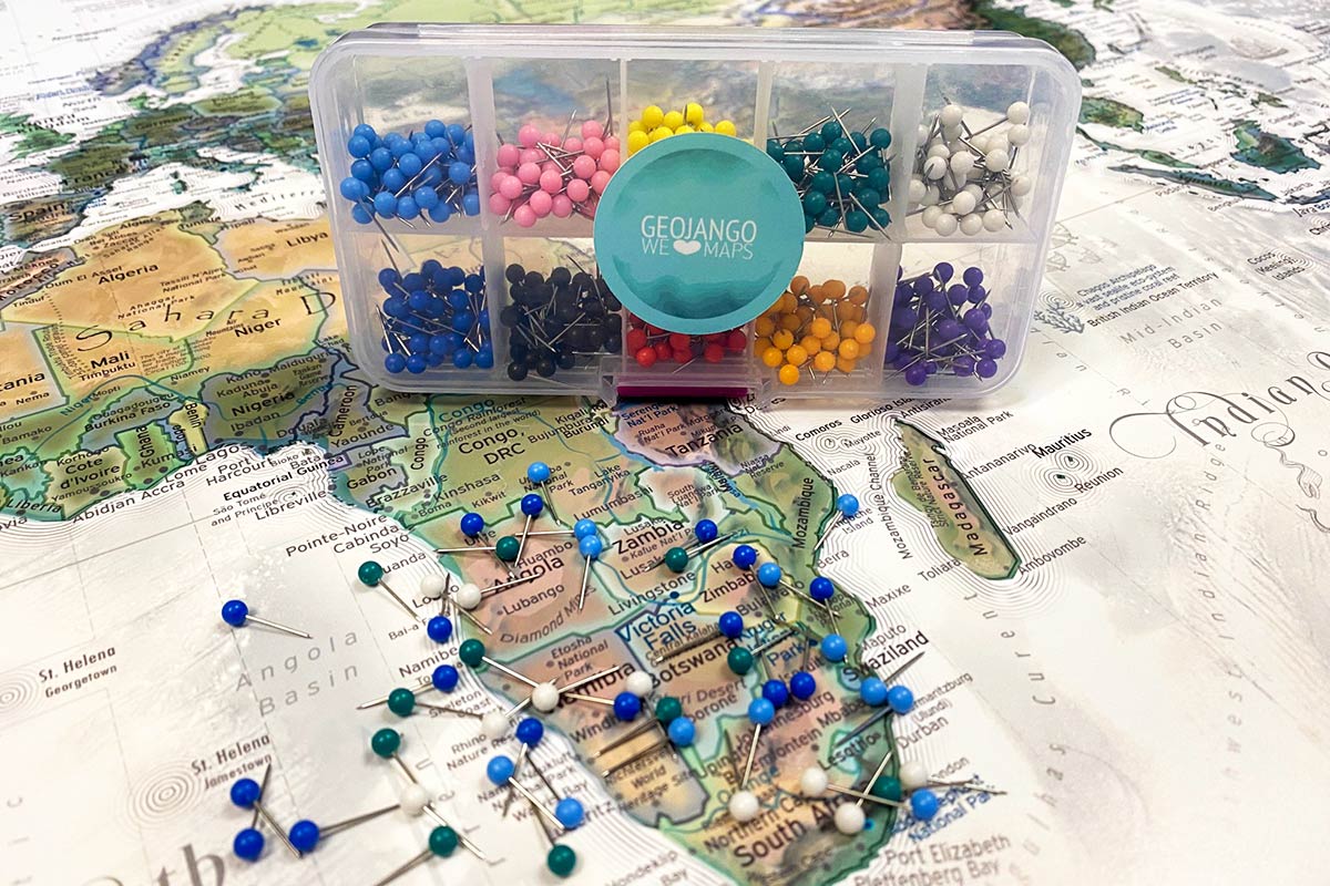 500 Multi-Colored Map Push Pins – GeoJango Maps