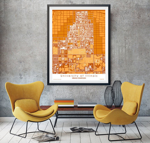 University of Illinois Campus Map | UIUC College Map Art – GeoJango Maps