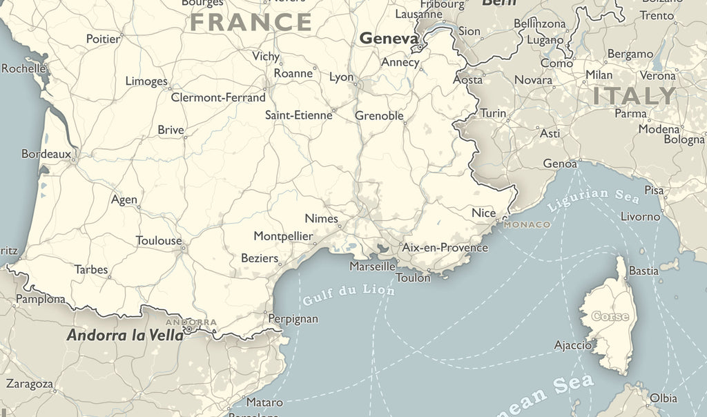 detailed map of southern france