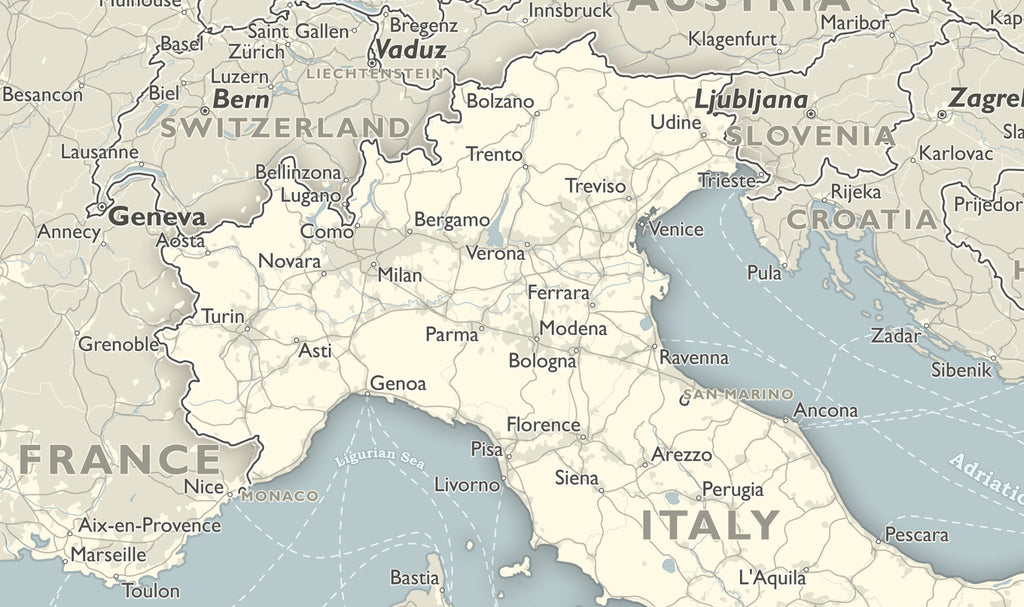 detailed map of italy