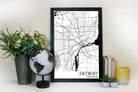 detroit street map wall art