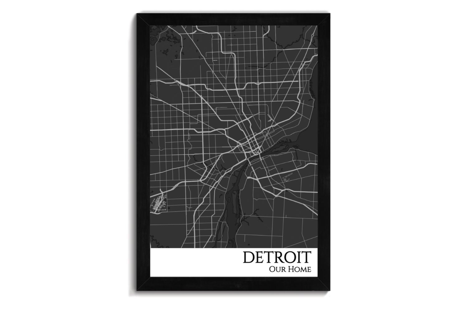Detroit Pinwheel Map Detroit Michigan City Streets Push Pin Map Wall Art – GeoJango Maps