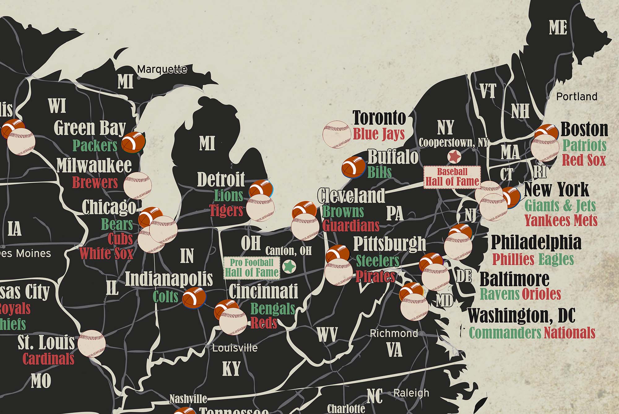 pro sports teams map