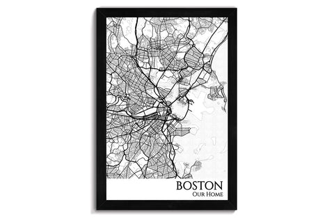 Boston City Streets Push Pin Map Wall Art – GeoJango Maps