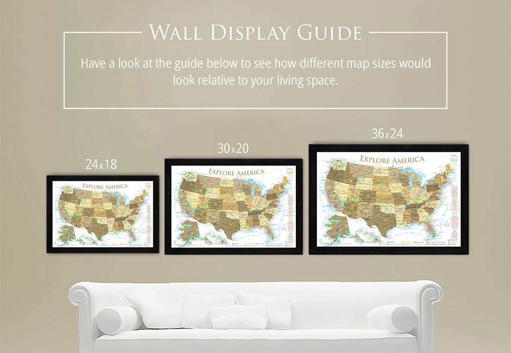 gold usa map on wall