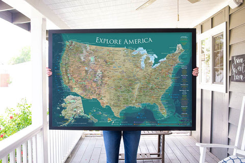 USA National Parks Push Pin Map - Dark Terrain Edition – GeoJango Maps