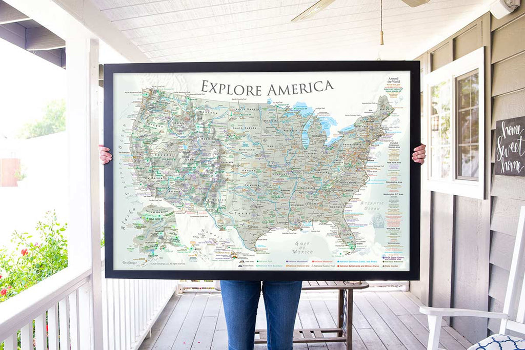 USA push pin travel map