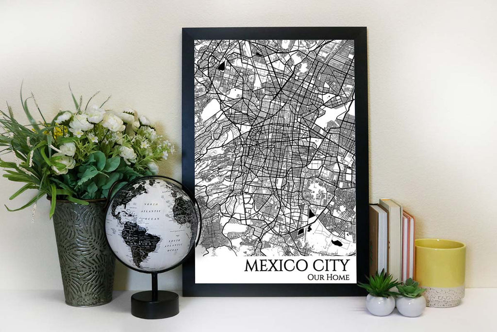 mexico city street map wall art