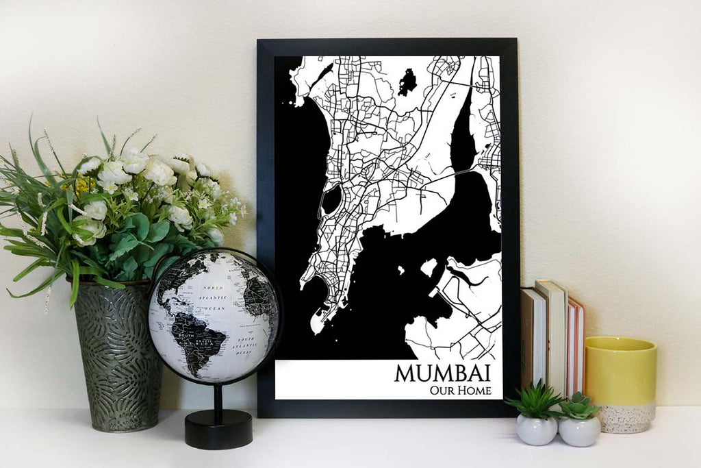 mumbai street map wall art